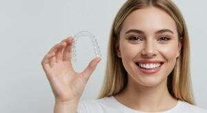 インビザラインで出っ歯を治療した笑顔の女性