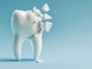 歯ぎしりでセラミックの歯が破損するイメージ