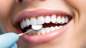 セラミック治療を受けている女性の口元