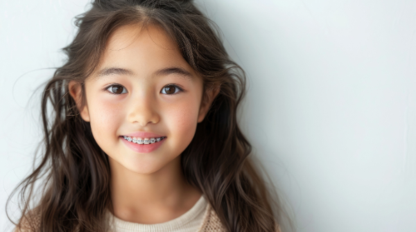 歯列矯正で出っ歯を治療する子ども